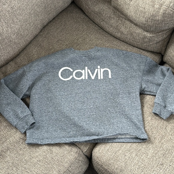 Calvin Klein Women’s Charcial Gray Cropped Sweatshirt Medium - Picture 3 of 7